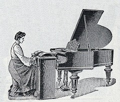 �O�����h�s�A�m�̑O�ɒu���ꂽ�v�b�V���A�b�v�E�s�A�m�E�v���[���[